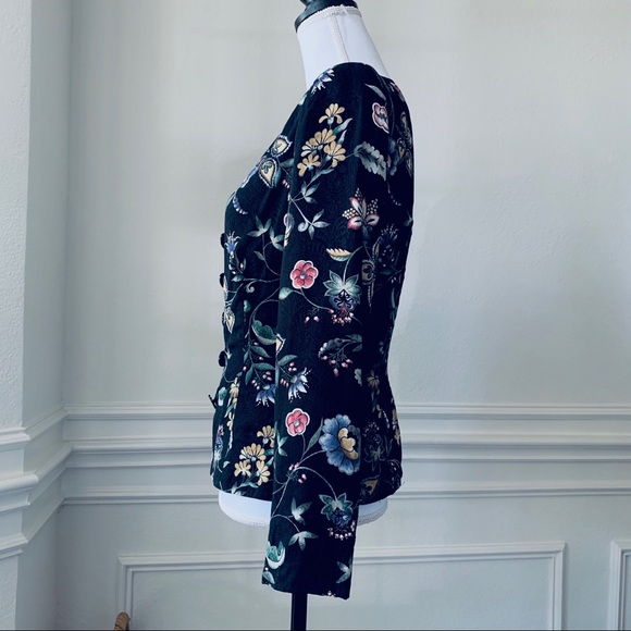VINTAGE LIZ CLAIBORNE LONG SLEEVE FLORAL BLAZER TOP - Picture 7 of 15
